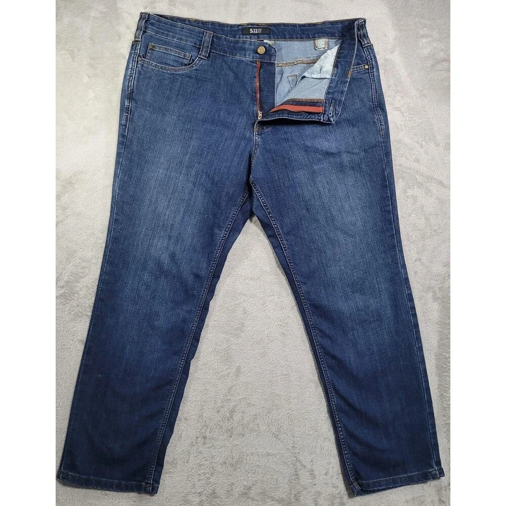 5.11 Tactical Jeans Mens 40x30 Blue Med Wash Regular Straight Zip Fly Denim